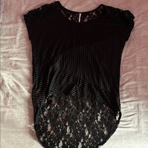 Free People Black Lace Top | Romantic / Boho Chic | Versatile Layering Piece
